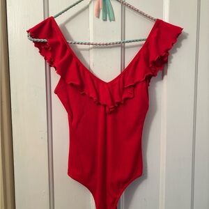 Wilfred Red Ruffled Bodysuit
